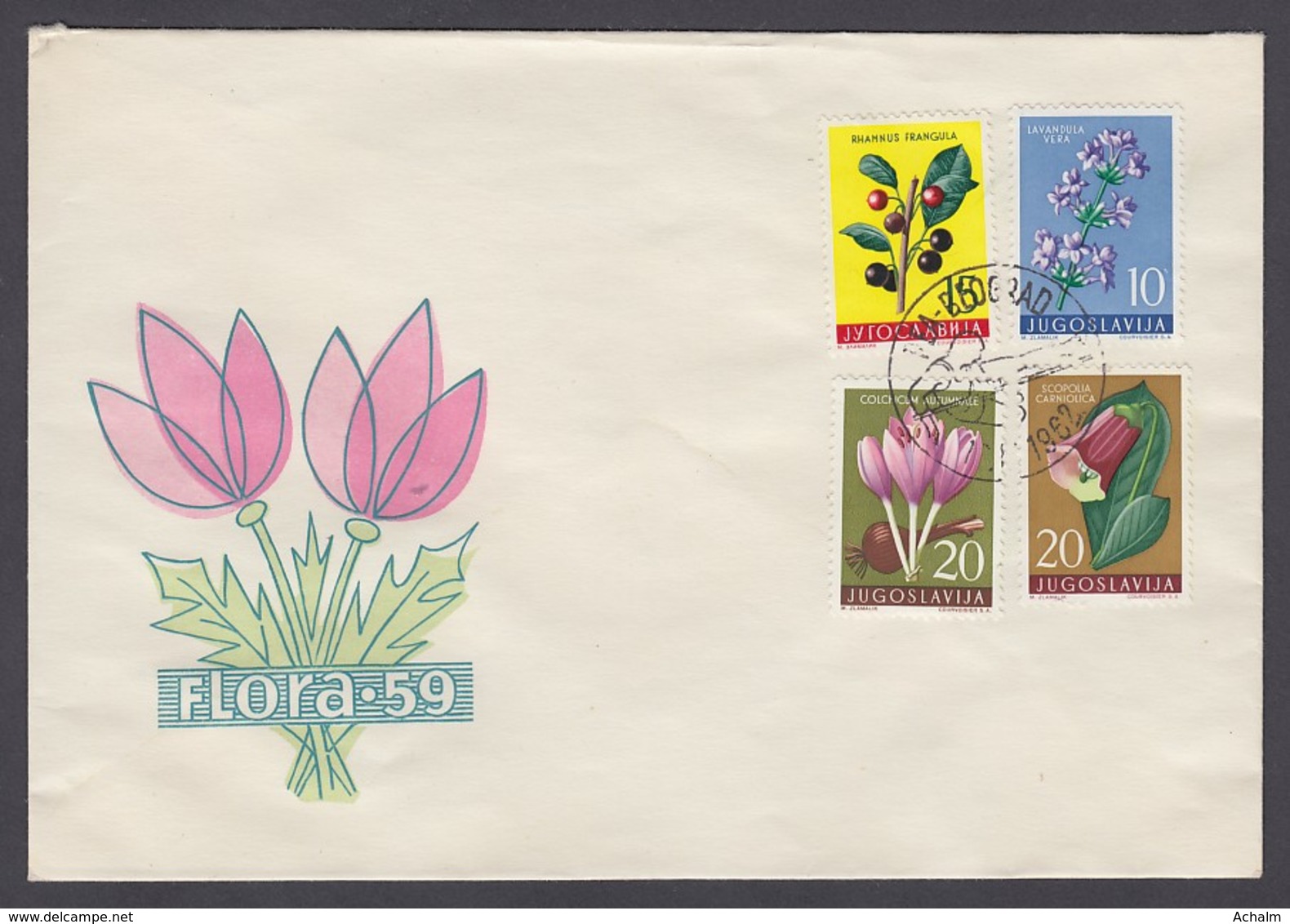 Jugoslawien Yugoslavia - Beleg - MiNr. 814, 882, 883, 884 - Flora 1959 - Sonderstempel Belgrad 1962 - FDC