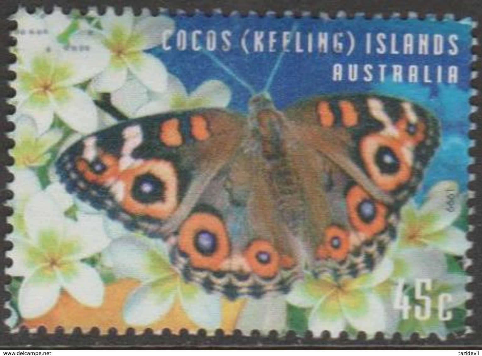 COCOS (KEELING) ISLANDS - USED 1999 45c Flora And Fauna - Butterfly And Flowers - Cocoseilanden