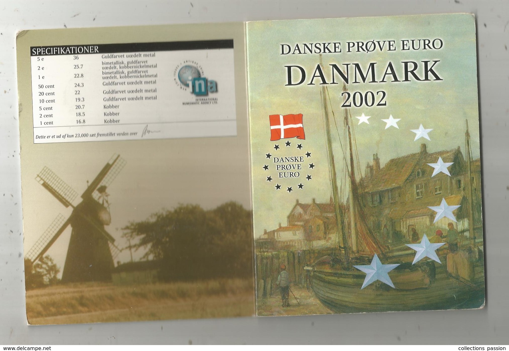 Monnaie , Danemark , DANMARK ,  Euro ,2002 , ESSAI , PROBE , TRIAL ,3 Scans, CLASSEUR DE 8 PIECES - Danemark