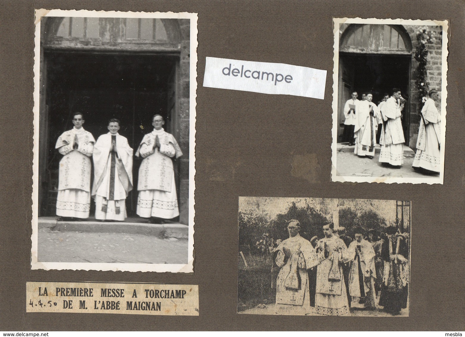 TORCHAMP  (61)  2 Photos Authentiques - Première Messe à TORCHAMP De Mr L'Abbé MAIGNAN - 4 Juillet 1950 - Orte