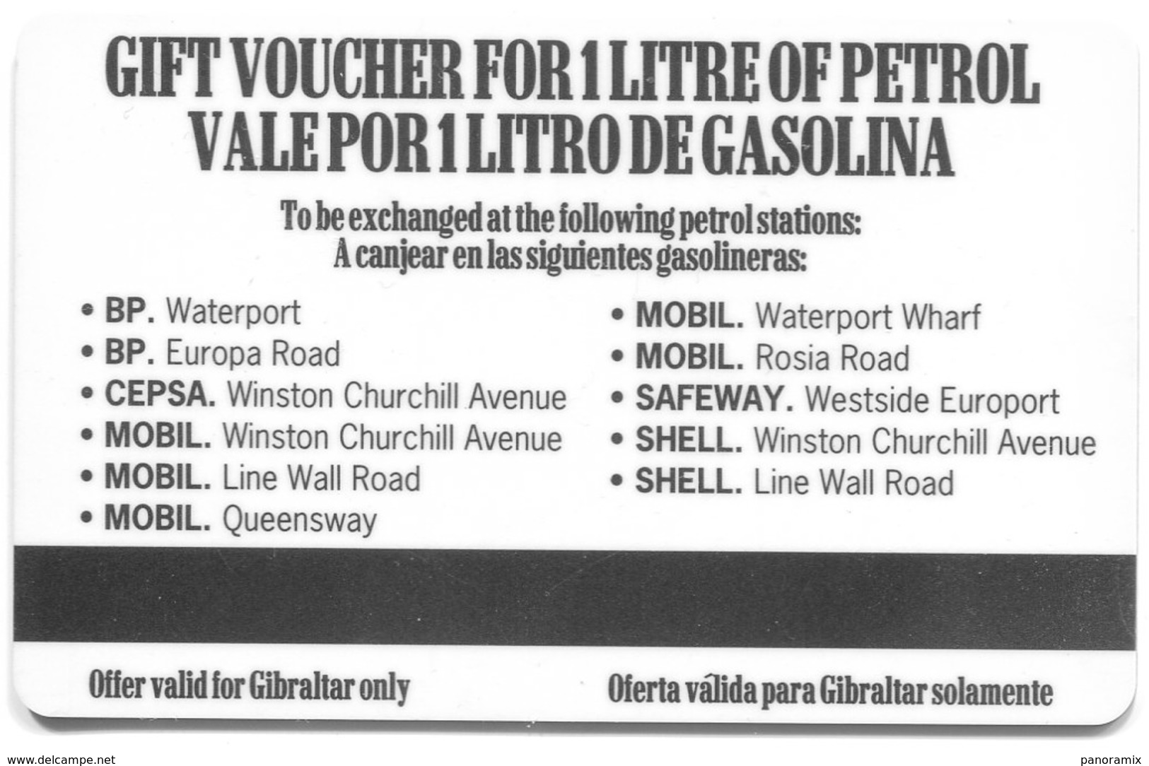 Telecarte °_ Gibraltar-voiture-Litre Gratis-Marlboro-30/11/1996-R/V ° Gibraltar Solamente - Gibraltar