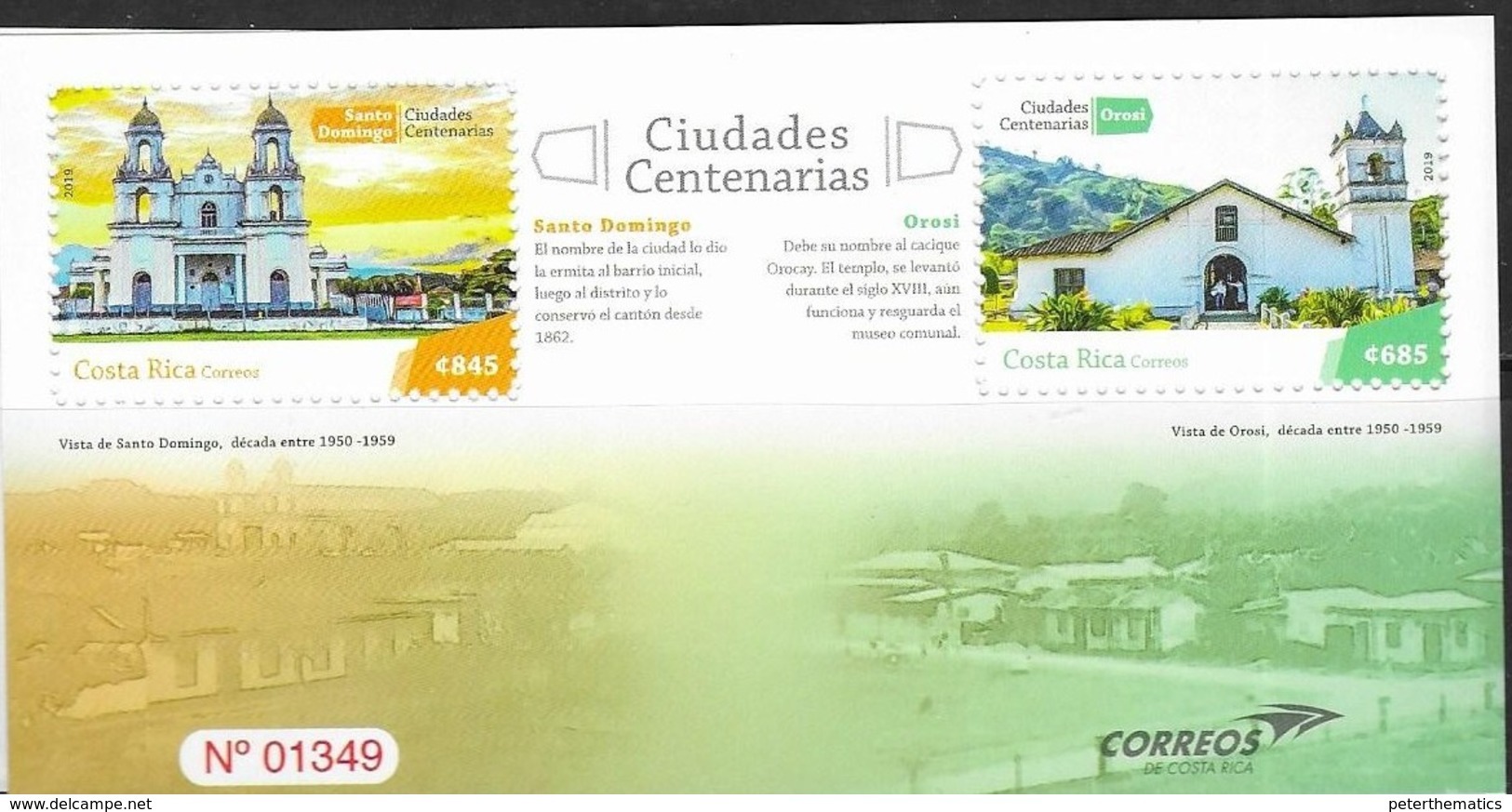 COSTA RICA, 2019, MNH,  ARCHITECTURE, CHURCHES, OLD  CITIES, SHEETLET - Churches & Cathedrals