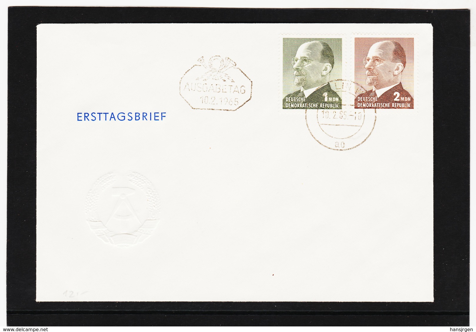 OCT317 DDR 1965 ERSTTAGSBRIEF (FDC) MICHL 1087/88 SIEHE ABBILDUNG - Sonstige & Ohne Zuordnung