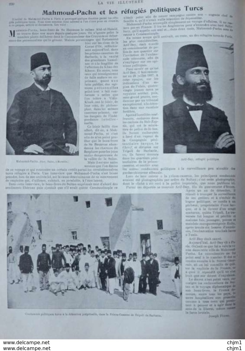 Mahmoud-Pacha Etles Réfugiés Politiques Turcs - Arif-Bey - Page Original 1900 - Documentos Históricos