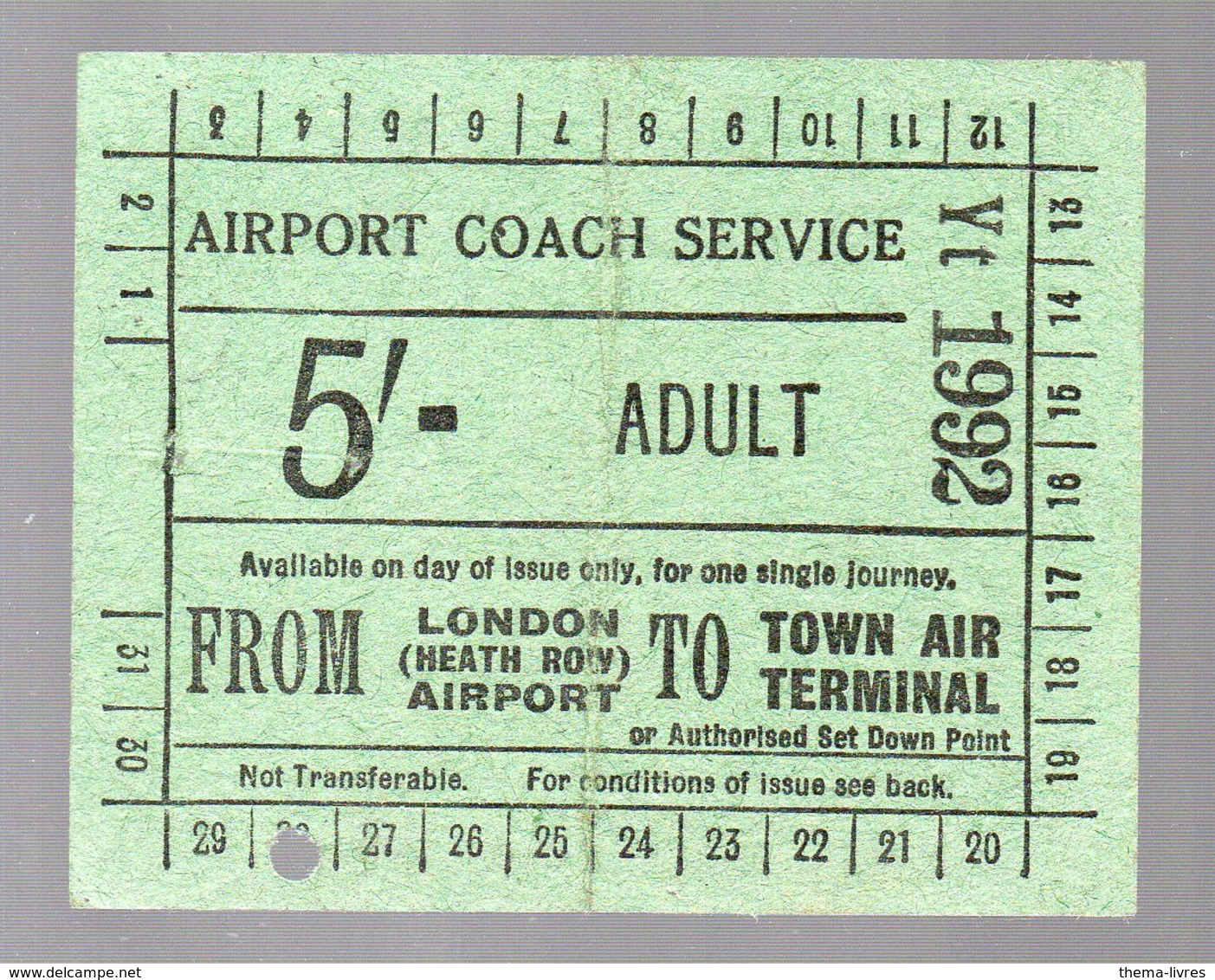 London (Angleterre ) Ticket AIRPORT COACH SERVICE  (PPP19180B) - Europa