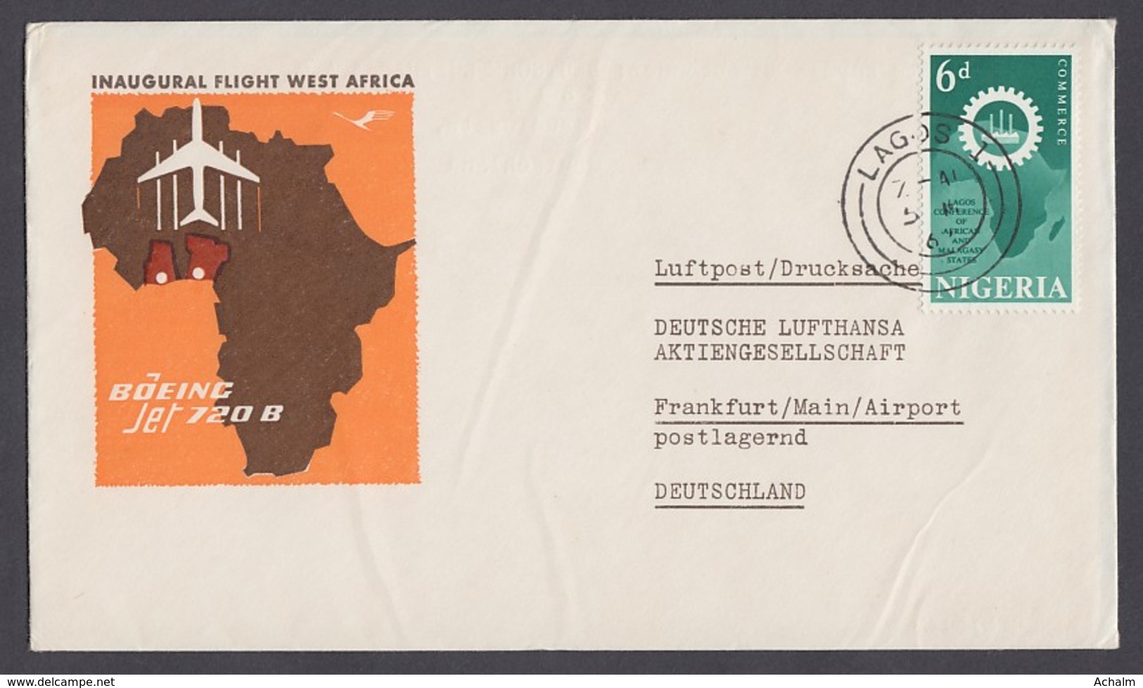 Nigeria - Beleg Von 1962 - MiNr. 116 - Inaugural Flight West Afrika- Boeing 720 B - Echt Gelaufen - Nigeria (1961-...)