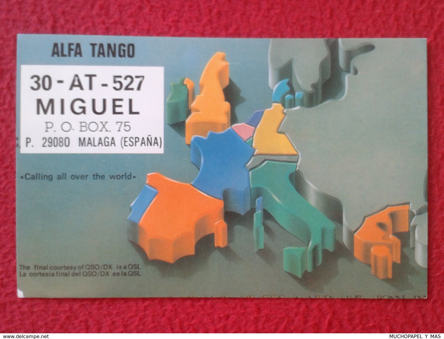 TARJETA TIPO POSTAL TYPE POST CARD QSL RADIOAFICIONADOS RADIO AMATEUR ALFA TANGO MAPA DE EUROPA EUROPE MAP CARTE POSTALE - Otros & Sin Clasificación