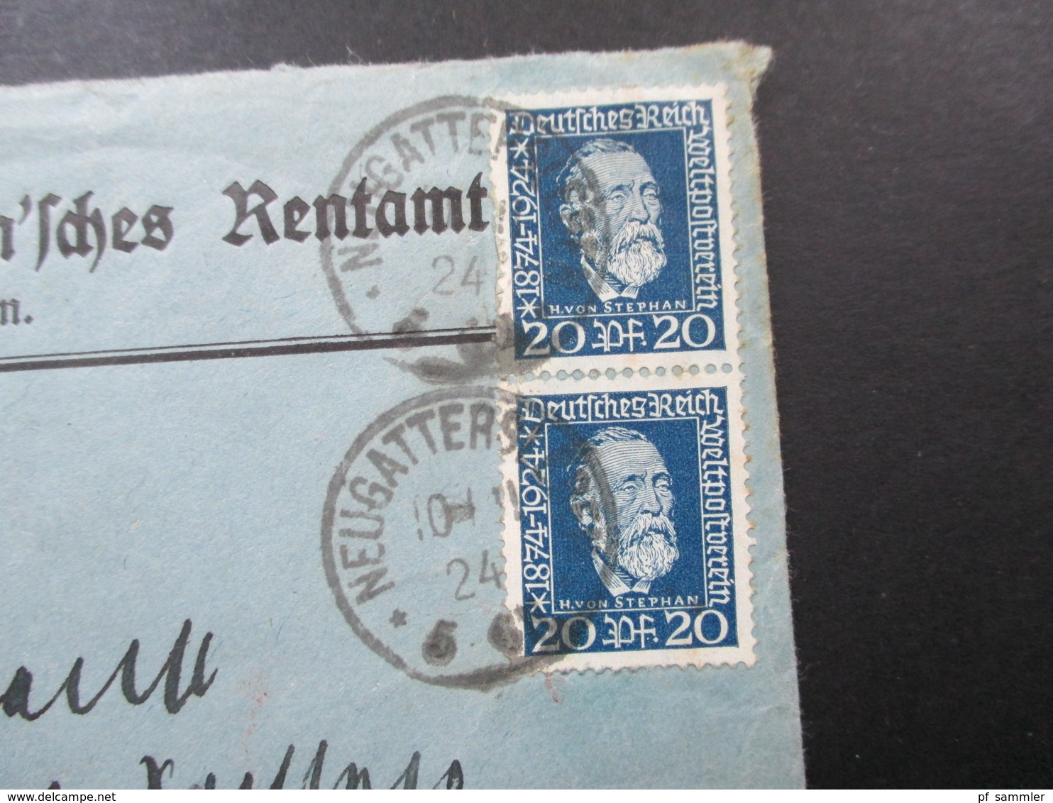 DR 1924 50 Jahre Weltpostverein Nr. 369 MeF Einschreiben Neugattersleben No 656 Gräfl. Von Alvensleben'sches Rentenamt - Briefe U. Dokumente