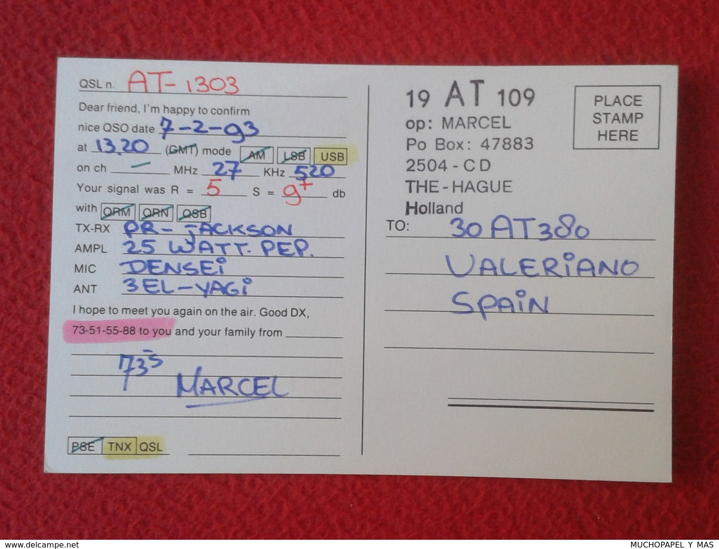 TARJETA TIPO POSTAL TYPE POST CARD QSL RADIOAFICIONADOS RADIO AMATEUR NETHERLANDS HOLLAND HOLANDA PAISES BAJOS ESCUDO... - Otros & Sin Clasificación