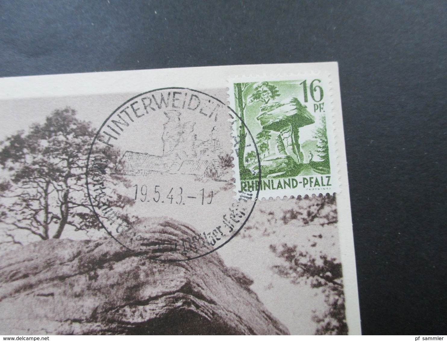 Franz. Zone Rheinland Pfalz Nr. 6 Maximumkarte MK Teufelstisch Hinterweidental Sonderstempel - Renania-Palatinado