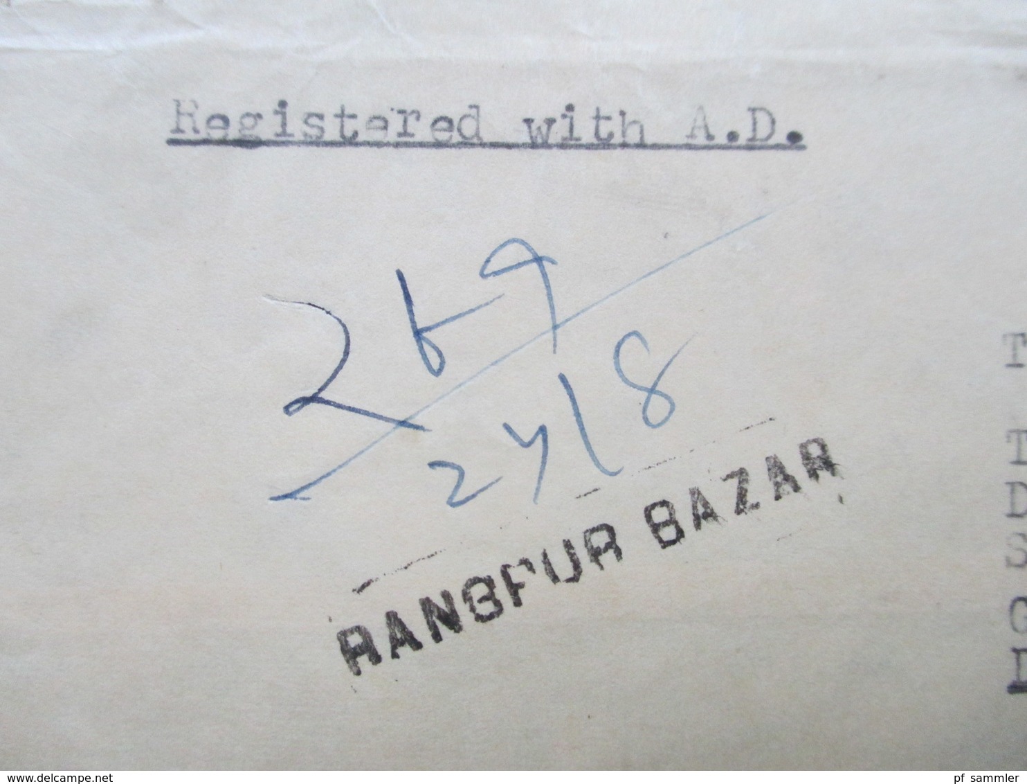 Pakistan 1972 Registered Mail Rangpur Bazar Violetter Stempel L2 Bangladesh Rangpur - Dacca - Pakistan