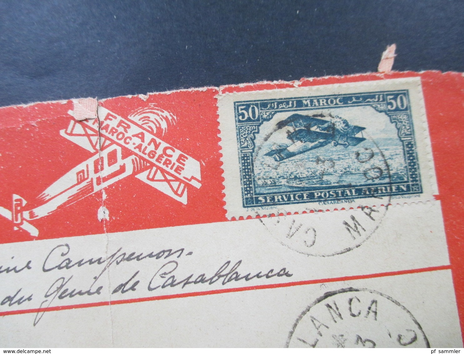 Marokko 1924 Lignes Aeriennes Latecoere France Maroc Algerie Luftpostbeleg Casablanca - Paris Le Vaguemestre - Storia Postale