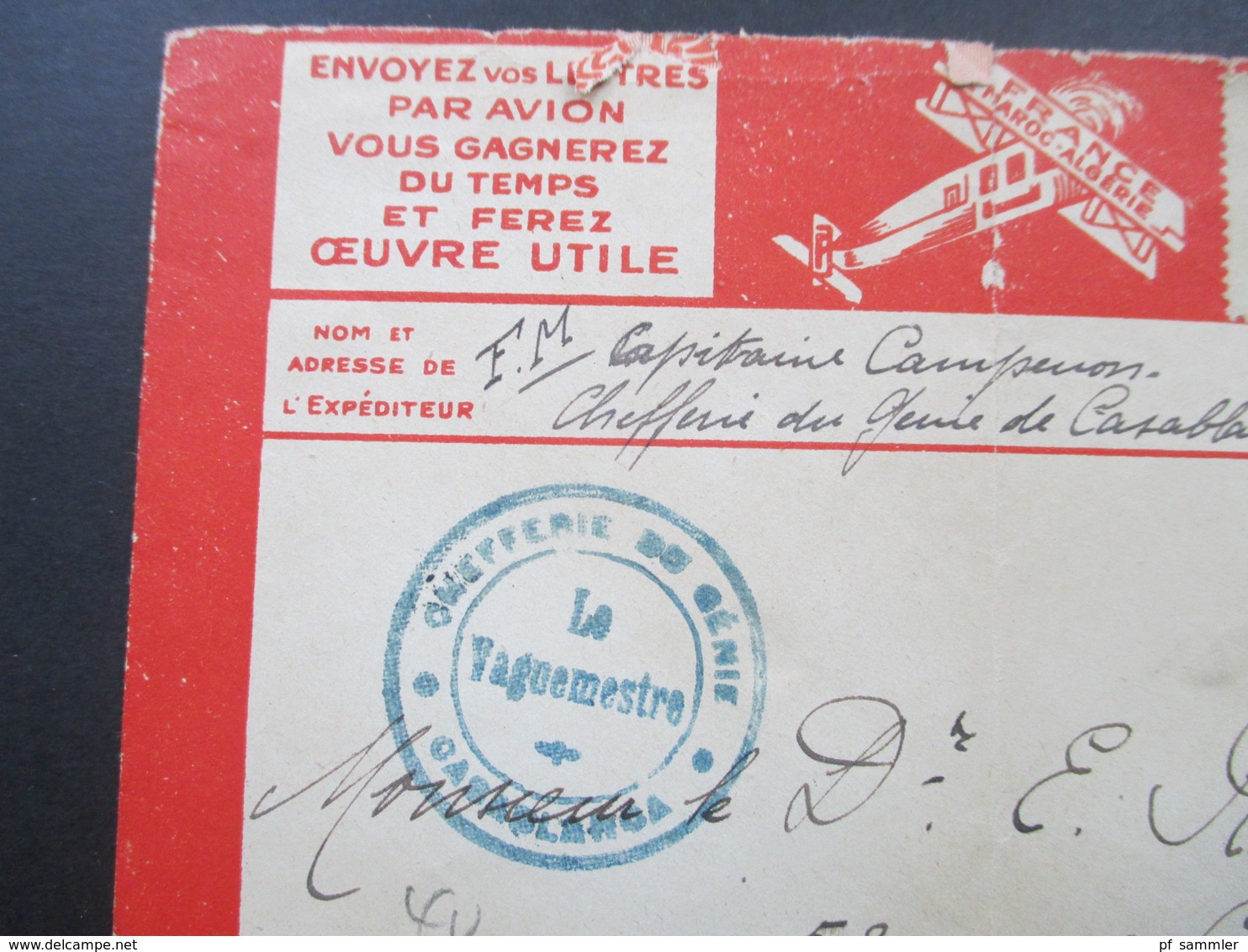 Marokko 1924 Lignes Aeriennes Latecoere France Maroc Algerie Luftpostbeleg Casablanca - Paris Le Vaguemestre - Storia Postale