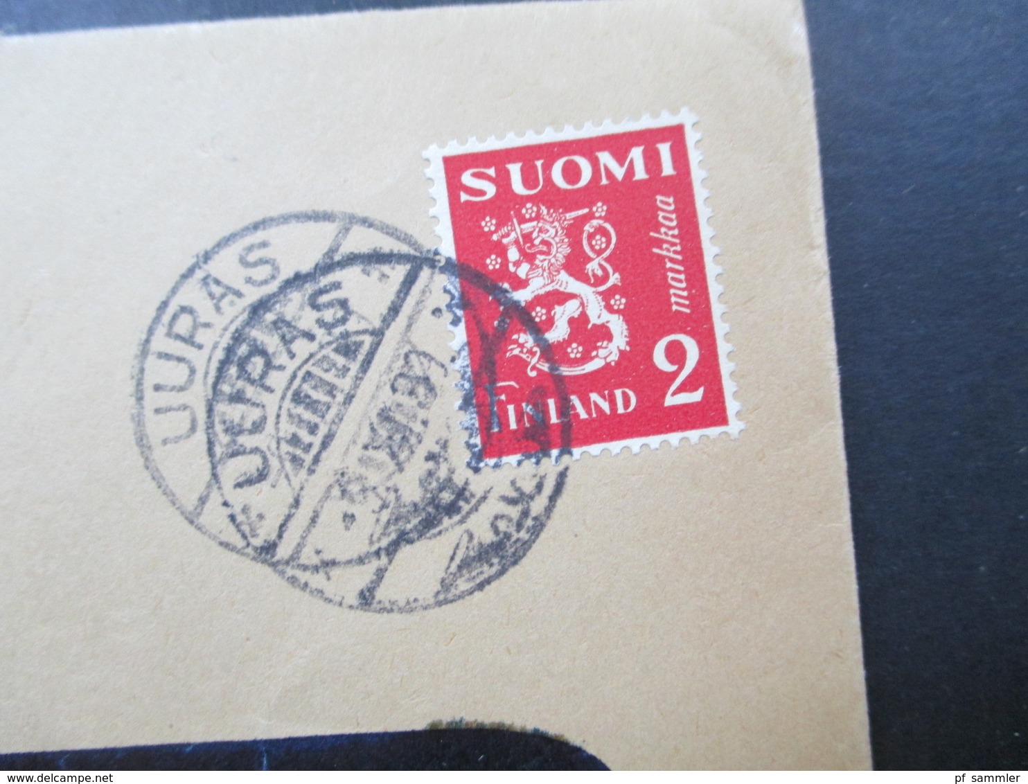 Finnland 1939 A.Ahlström Osakeyhtiö Uuras Trangsund Violetter Stempel Tarkastettu 20.1o.39 Ann. Asetuksen No 348 Nojalla - Cartas & Documentos