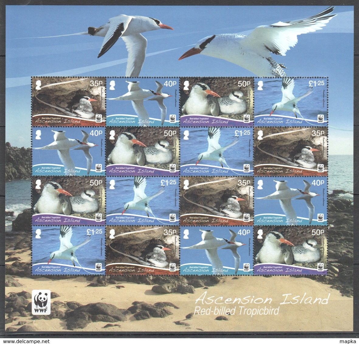 N1210 2011 ASCENSION ISLAND WWF FAUNA BIRDS RED-BILLED TROPICBIRD !!! MICHEL 30 EURO !!! 1SH MNH - Autres & Non Classés