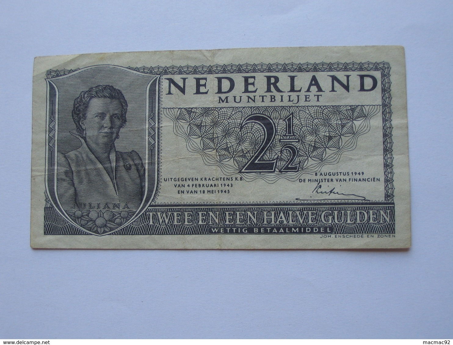 2 1/2 Gulden 1943 - Nederland Muntbiljet - Twee En Een Halve Gulden  **** EN  ACHAT IMMEDIAT  **** - 2 1/2 Gulden