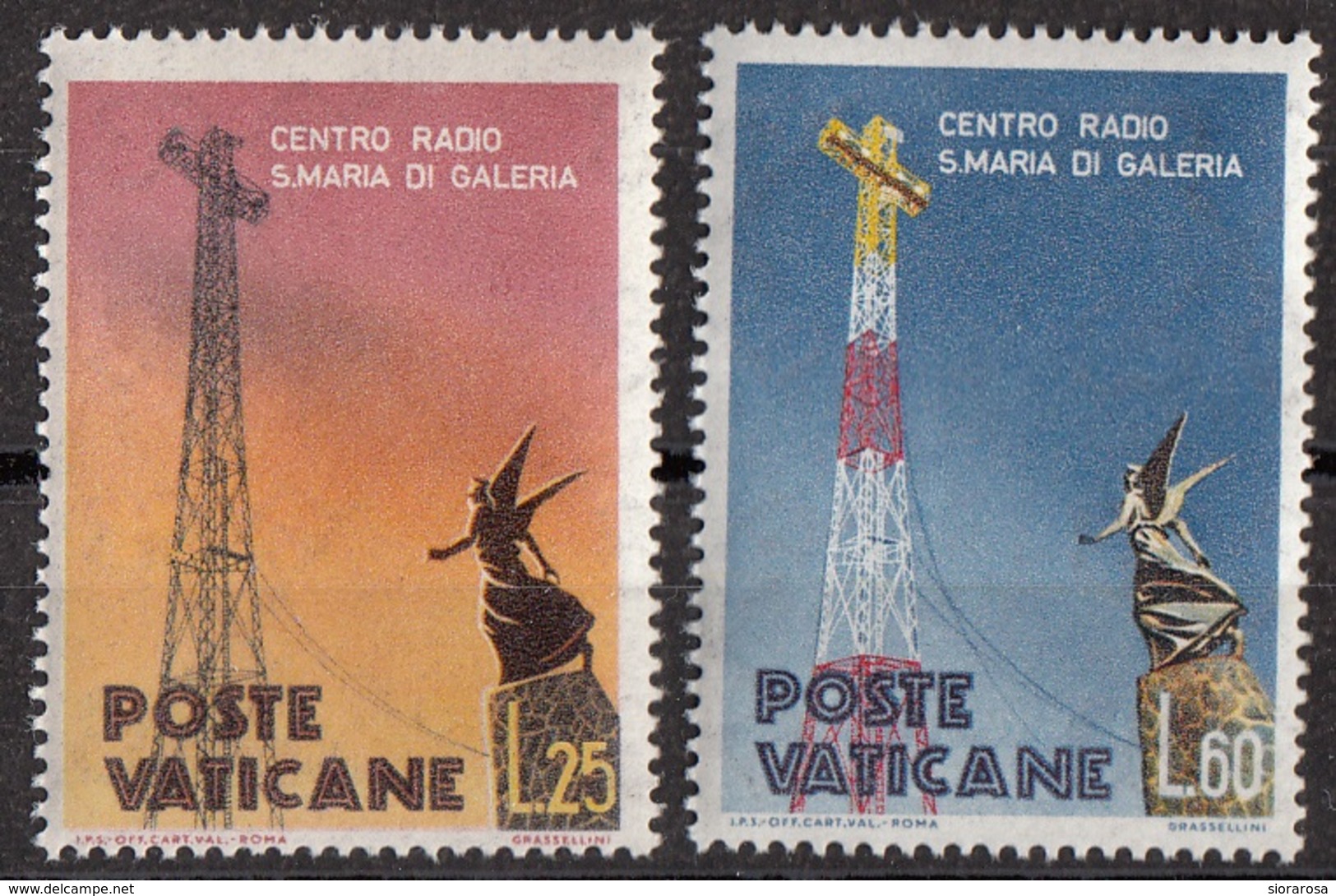 Vaticano 1959 Uf. 262-263 Centro Radio S. Maria Full Set MNH - Telecom