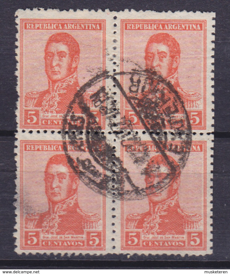 Argentina 1917 Mi. 207 X    5c. General San Martin 4-Block - Blokken & Velletjes