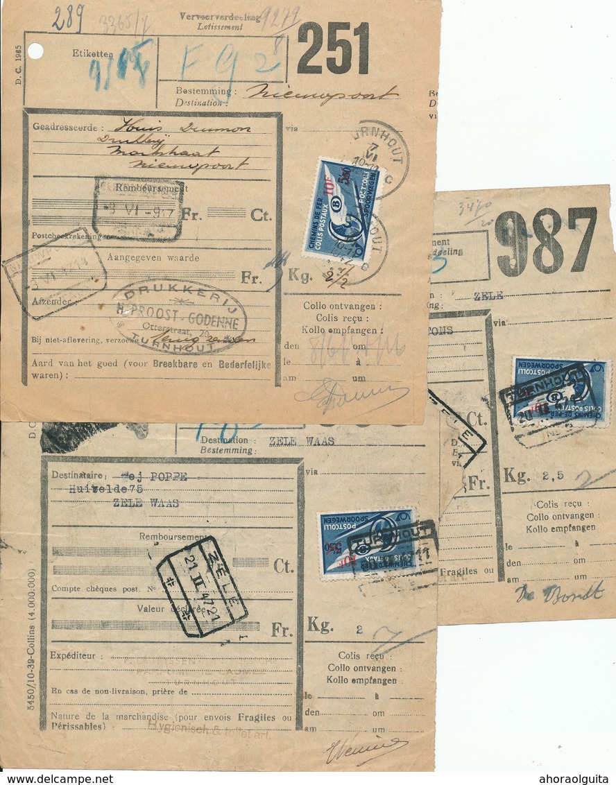 29/460 -- 15 Documents TP Chemin De Fer Gare De TURNHOUT 1936/1981 - Divers Cachets Et Expéditeurs - Altri & Non Classificati