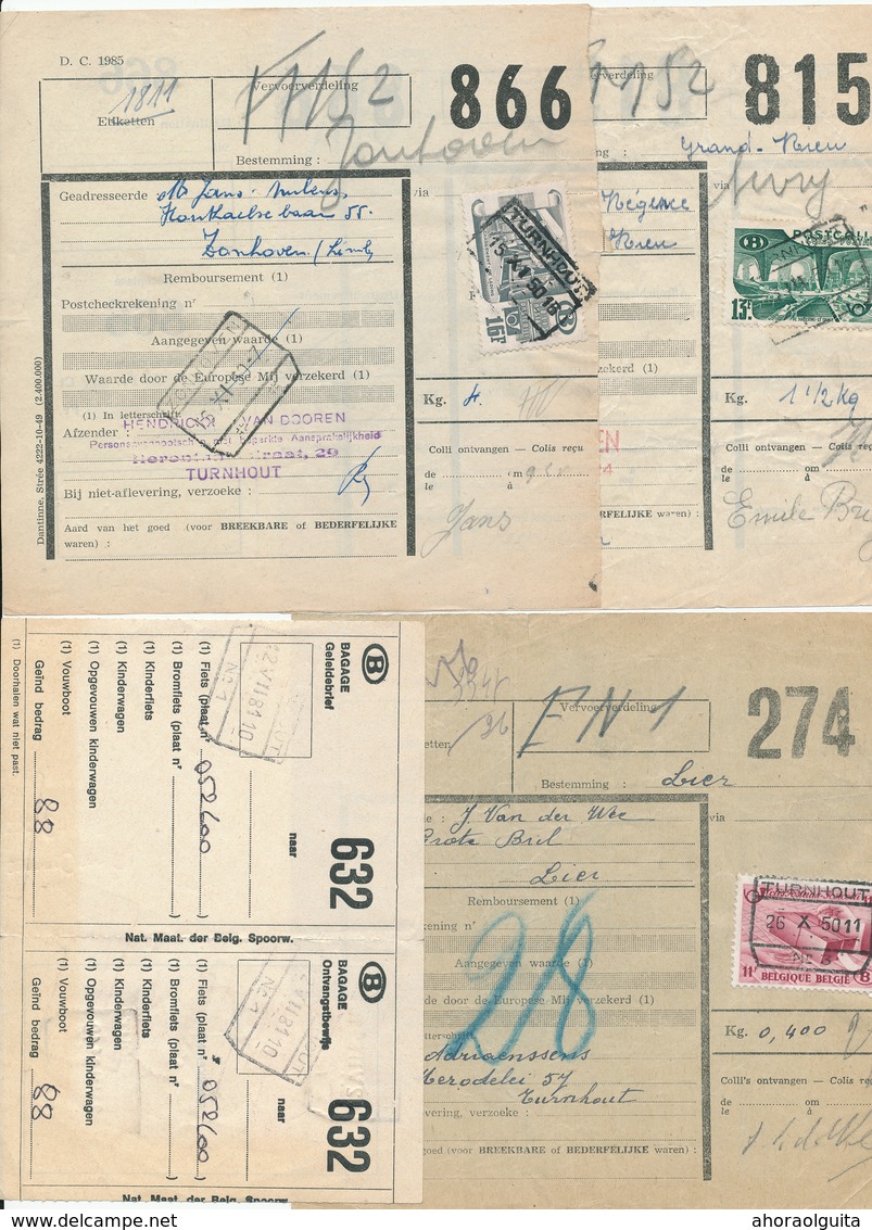 29/460 -- 15 Documents TP Chemin De Fer Gare De TURNHOUT 1936/1981 - Divers Cachets Et Expéditeurs - Sonstige & Ohne Zuordnung