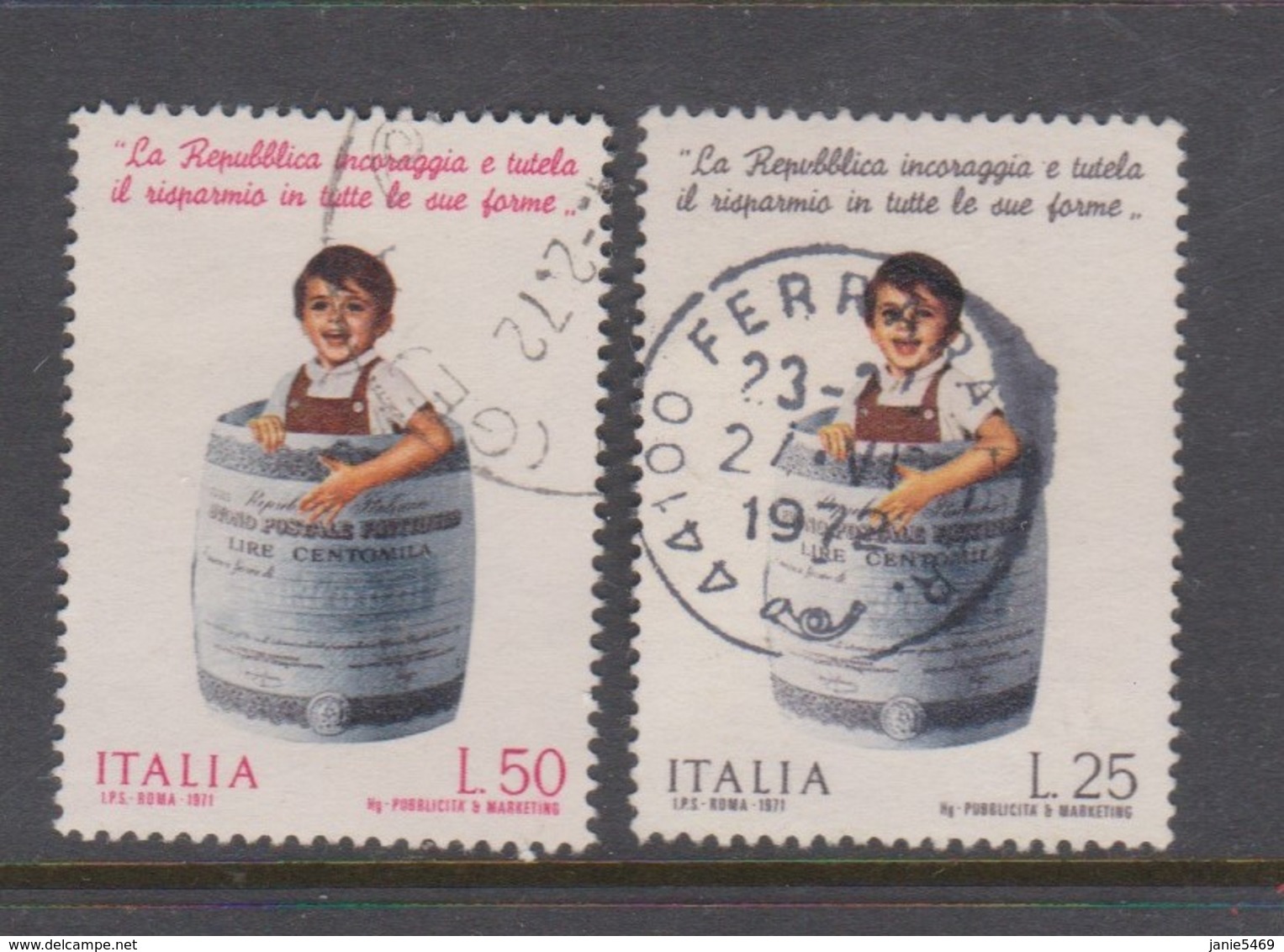 Italy Republic S 1159-1160 1971 Postal Savings,used - 1971-80: Used