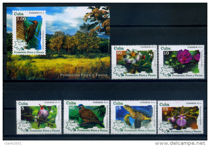 Cuba 2014 / Birds Flowers Turtles MNH Blumen Vögel Aves Flores Tortugas / C8321   30-47 - Otros & Sin Clasificación