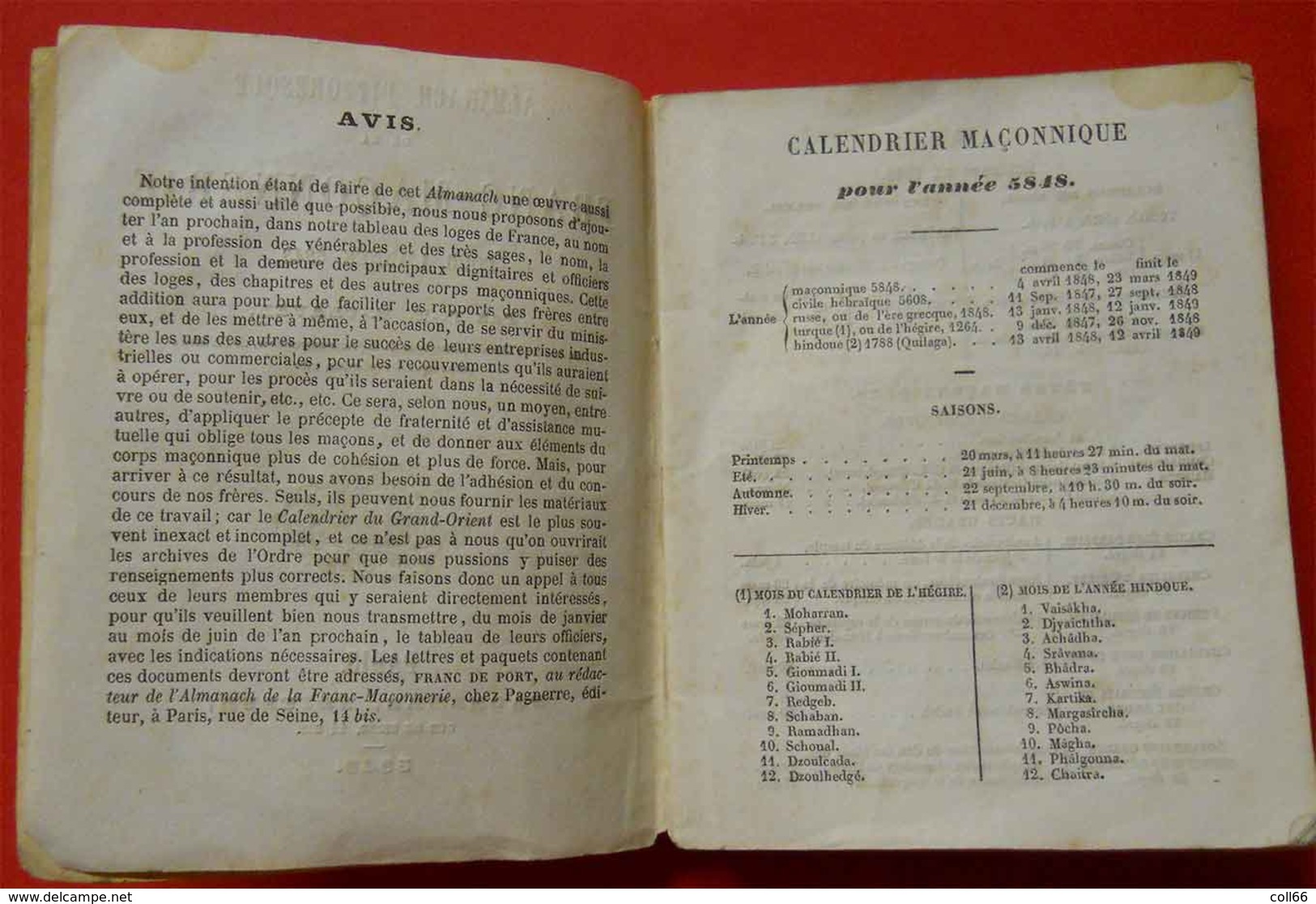 1848-5848 Almanach De La Franc-Maçonnerie Par Clavel Nombreuses Illustrations éditeur Fagneres Freemason - Historical Documents
