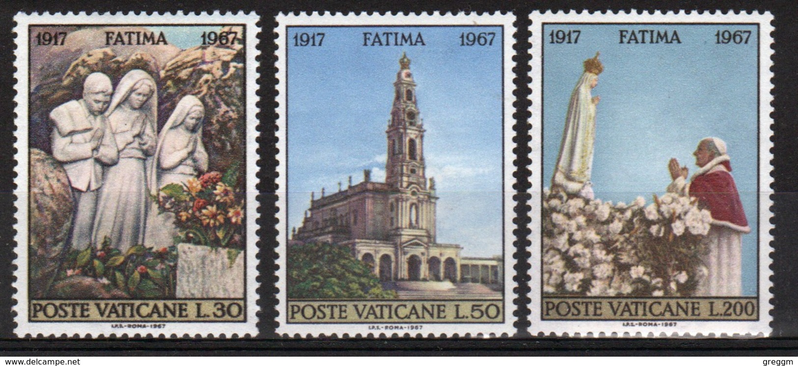 Vatican 1967 Complete Set Of Stamps Celebrating The 50th Anniversary Of Fatima Apparitions. - Unused Stamps