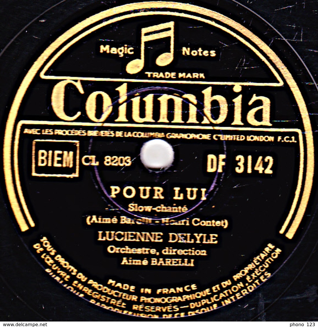 78 Trs - Columbia  DF 3142 - état TB - LUCIENNE DELYLE  PRINTEMPS - POUR LUI - 78 Rpm - Schellackplatten