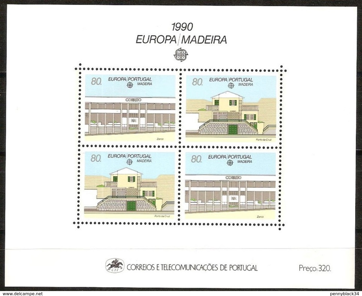 Madeire Bloc 11 ** Europa 1990 Architecture Etablissements Postaux Post Offices - 1990