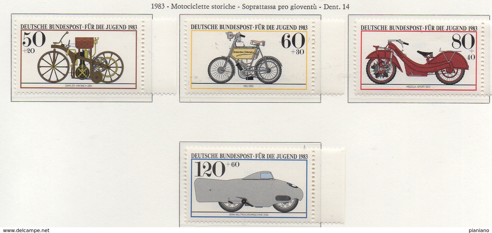 PIA - GERMANIA  - 1983  :  Sovrattassa Per La Gioventù - Motociclette  Storiche  -  (Yv  1000-03) - Moto