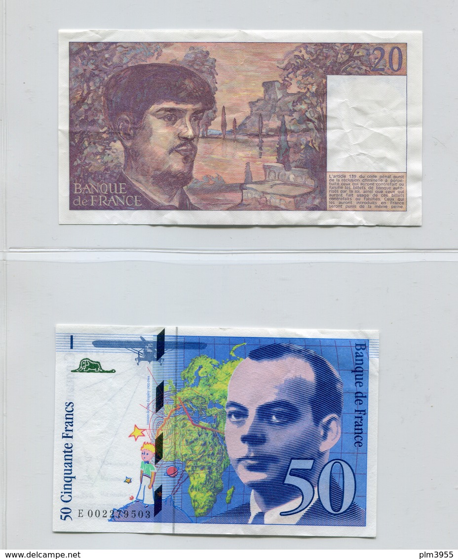 BILLET FRANCAIS 50 Francs Saint Exupéry 1992 Et 20 Francs DEBUSSY 1992 - Zonder Classificatie