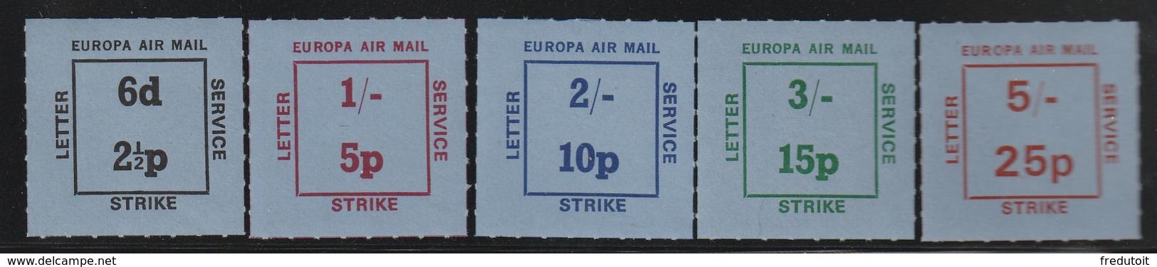 LETTER SERVICE STRIKE - 5 Timbres** Europa Air Mail - Local Issues