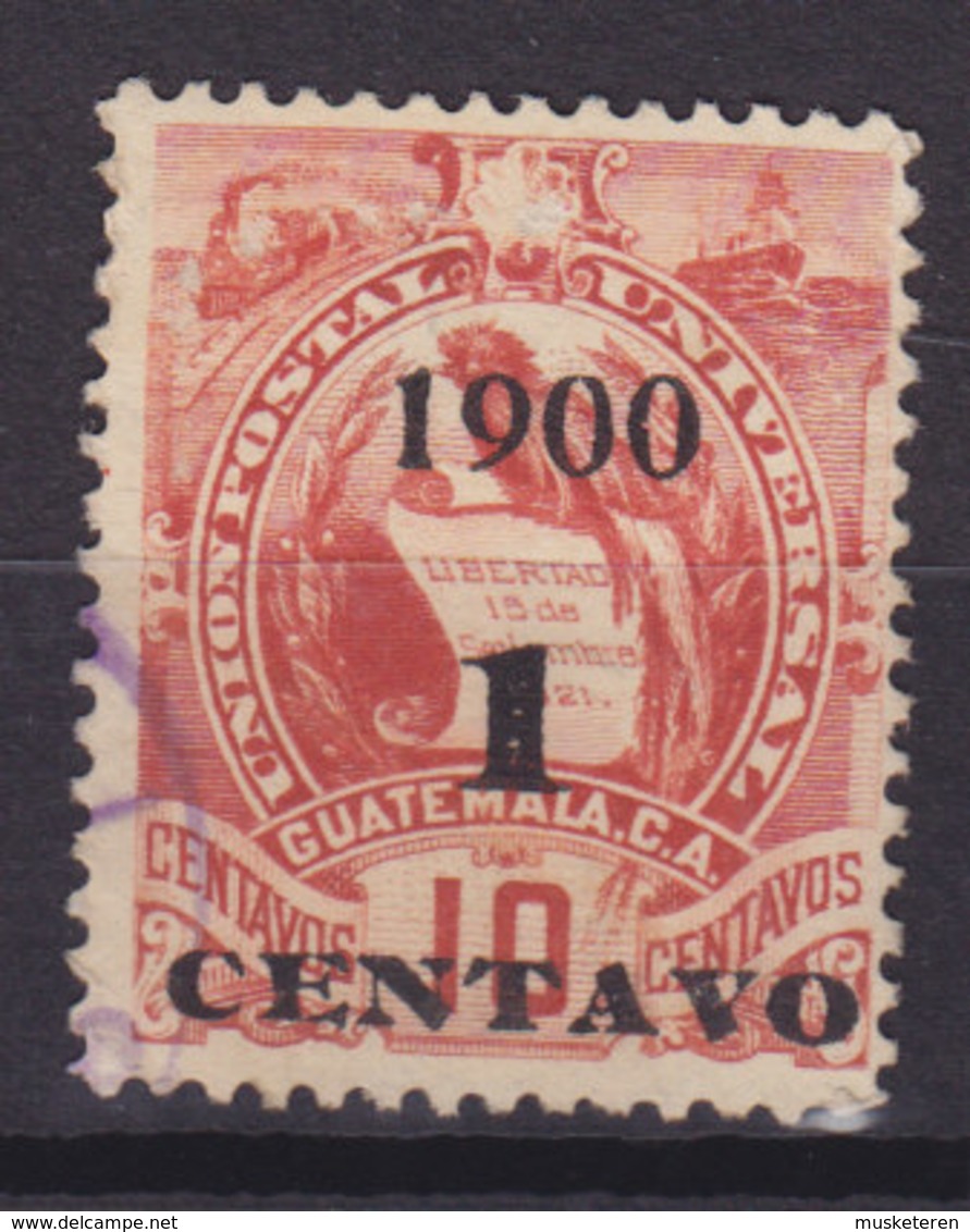 Guatemala 1900 Mi. 95 II 1 C. Auf 5 C. Staatswappen Steindruck Aufdruck Overprinted 1900 / 1 CENTAVO - Guatemala