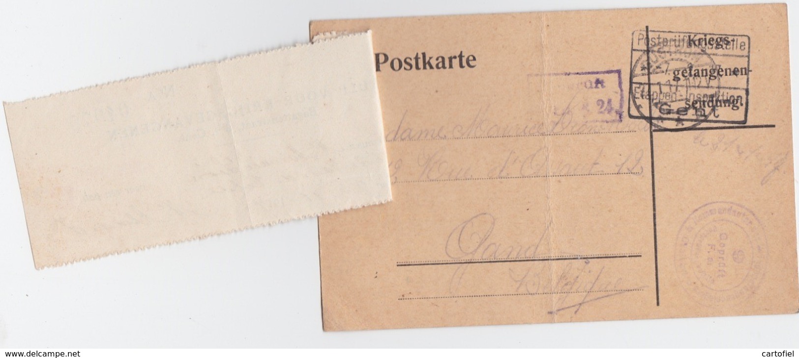 POSTKARTE-KRIEGSGEFANGENEN-GUSTROW-DUITSLAND NAAR GENT-1917-SOLDAT BELGE-VANDEVELDE ARSENE-GEPLOOID-ZIE 2 DE SCANS - Prisoners