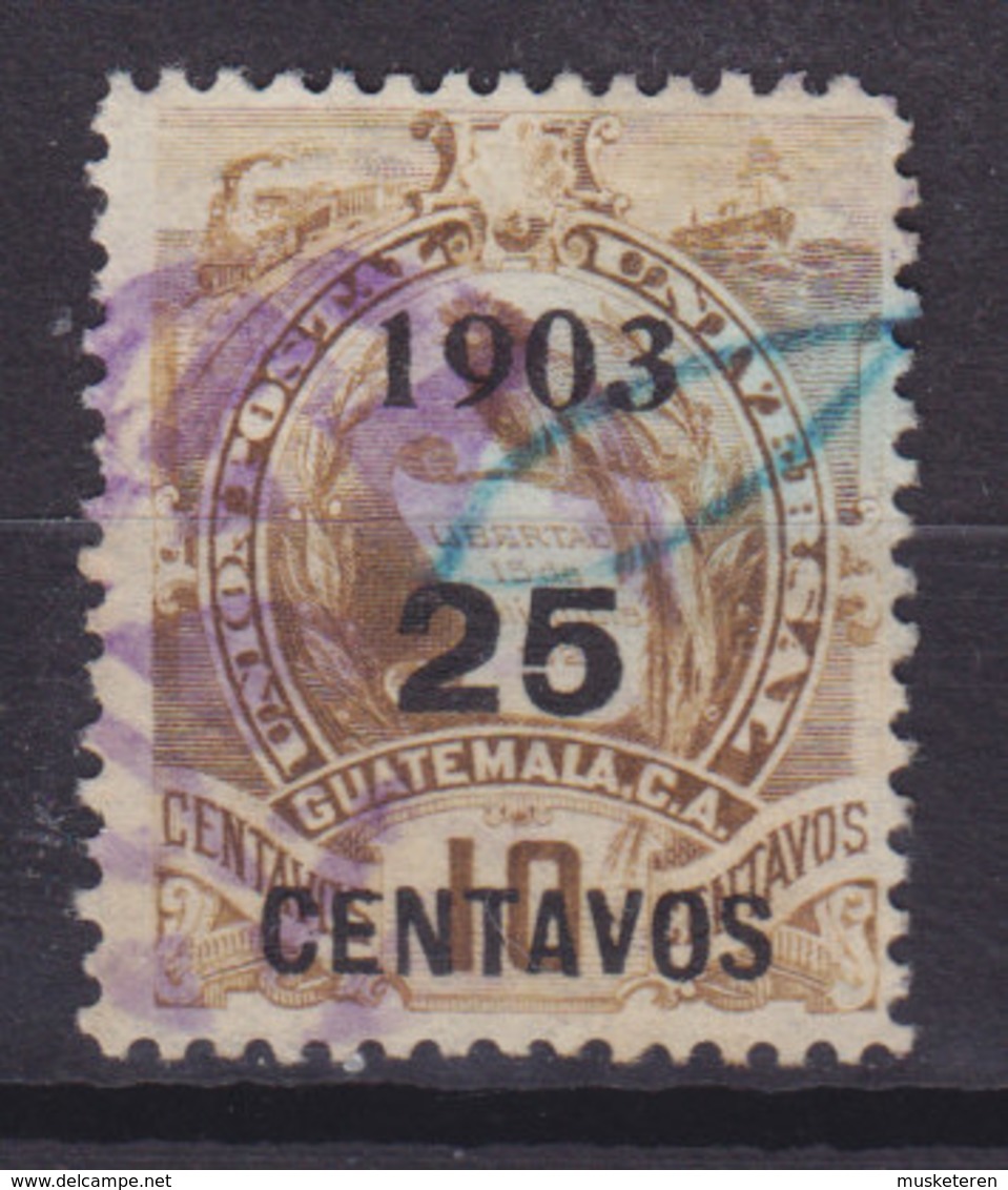 Guatemala 1903 Mi. 125  25c. Auf 9c. Staatswappen Steindruck Aufdruck Overprinted 1903 / 25 CENTAVOS - Guatemala