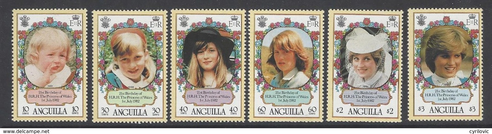 Anguilla, 1982, Mi 483-488, MNH, Princess Diana 21st Birthday - Anguilla (1968-...)