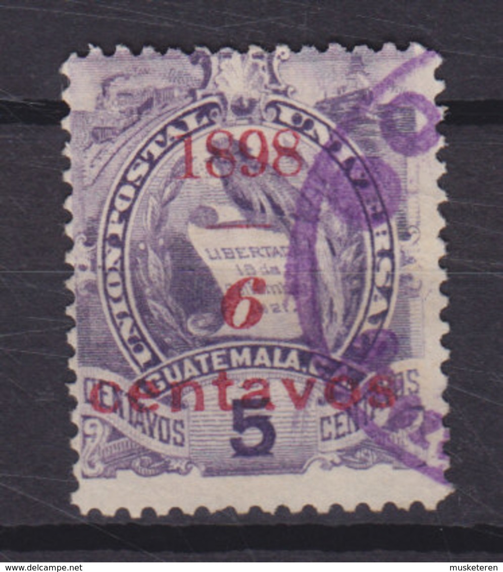 Guatemala 1898 Mi. 76  6c. Auf 5c. Staatswappen Steindruck Aufdruck Overprinted 1898 / 6 CENTAVOS - Guatemala