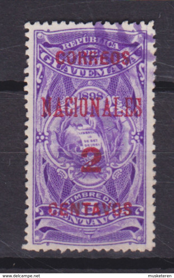 Guatemala 1898 Mi. 87a     2c. Auf 5c. Staatswappen Stempelmarke Aufdruck - Guatemala