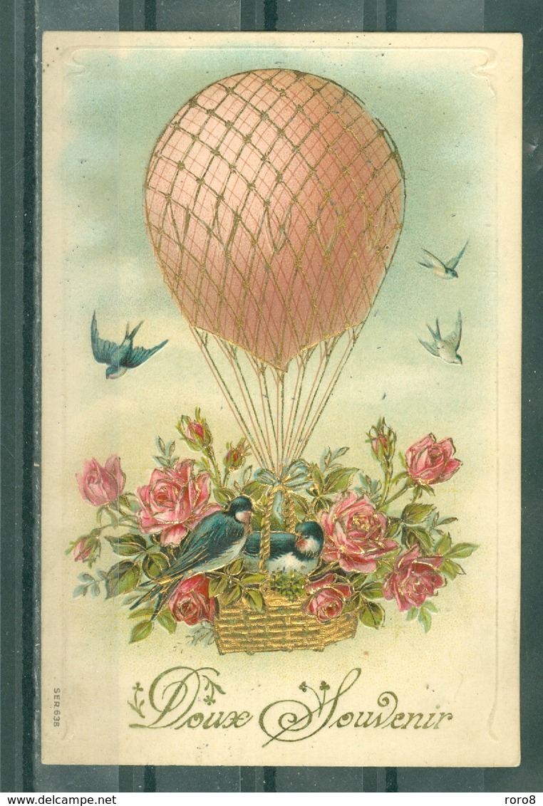 FANTAISIE - Doux Souvenir - Ballon - Oiseaux Et Fleurs - Montgolfières