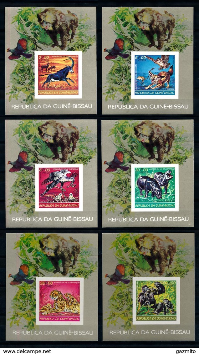 Guinea Bissau 1978, Wild Life, Owl, Birds Of Prey, Hippoes, Leopard, Gorillas, 6BF IMPERFORATED - Hiboux & Chouettes