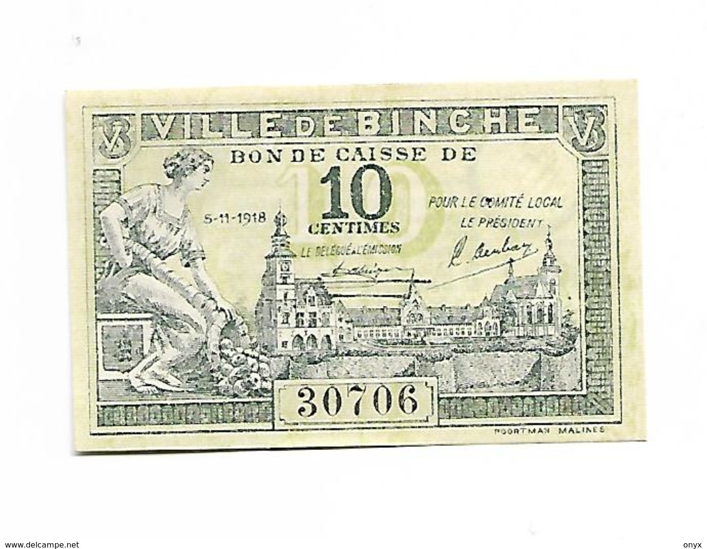 BELGIQUE / BELGIUM - BILLET DE NECESSITE / 10 CENTIMES-1918 - BINCHE / NEUF - Other & Unclassified