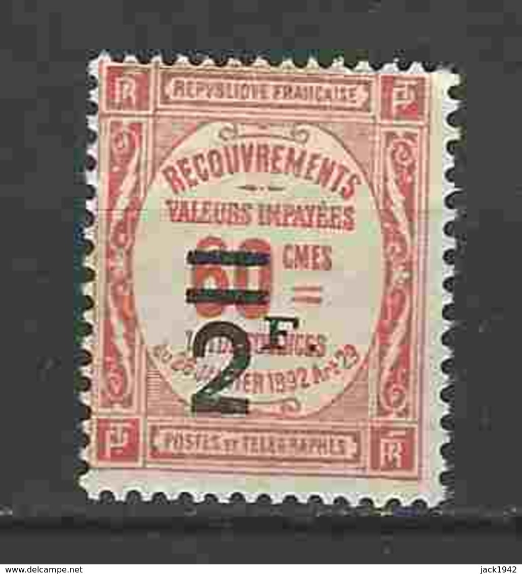 Type Avec Légende Valeurs Impayées - Yvert N° 54 - 2f/60c Rouge - 1859-1959 Neufs