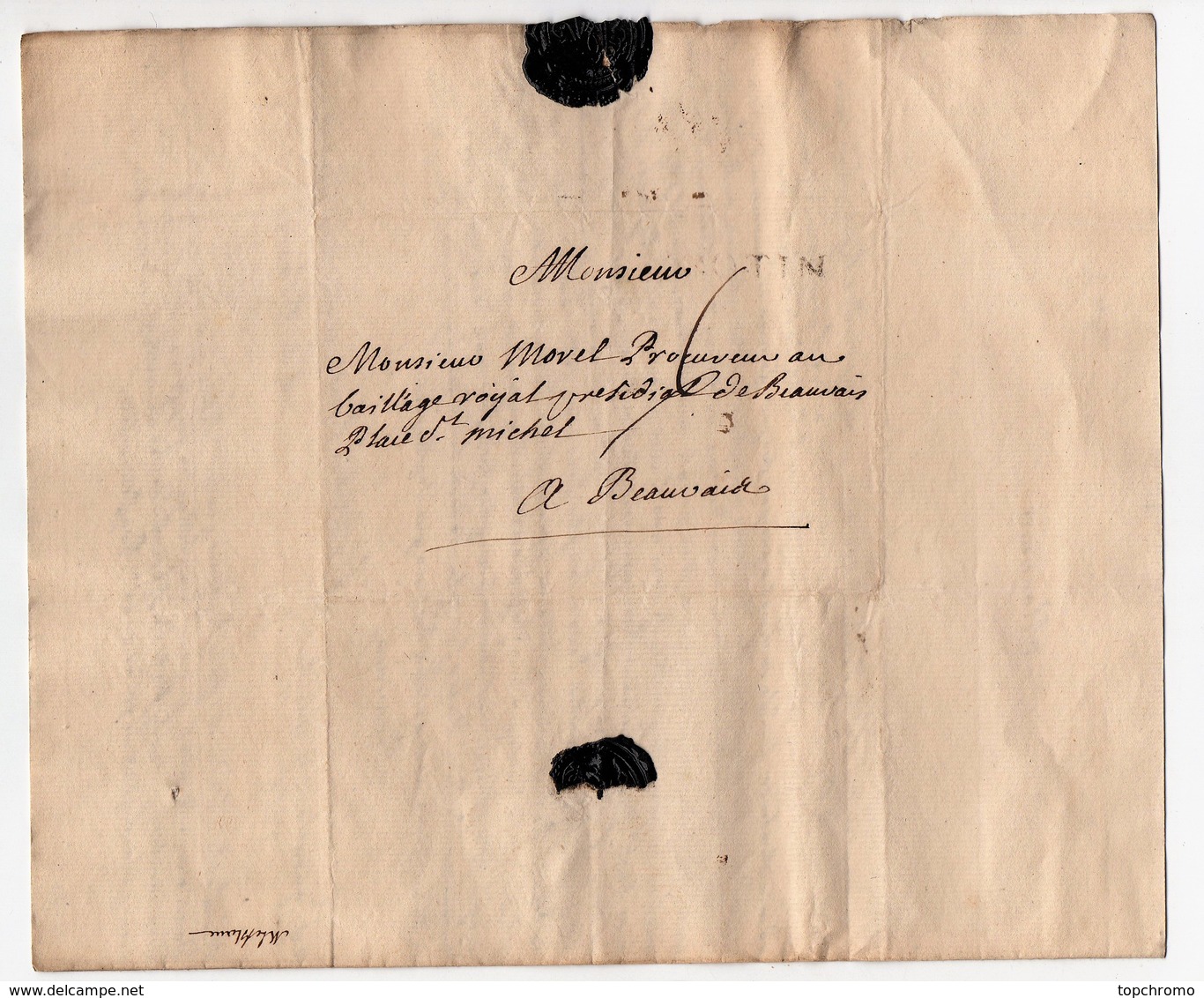 Correspondance lettre acte Beauvais Morel procureur baillage Paroisse Curé Le Blanc Lecat (1766) une vingtaine de docume