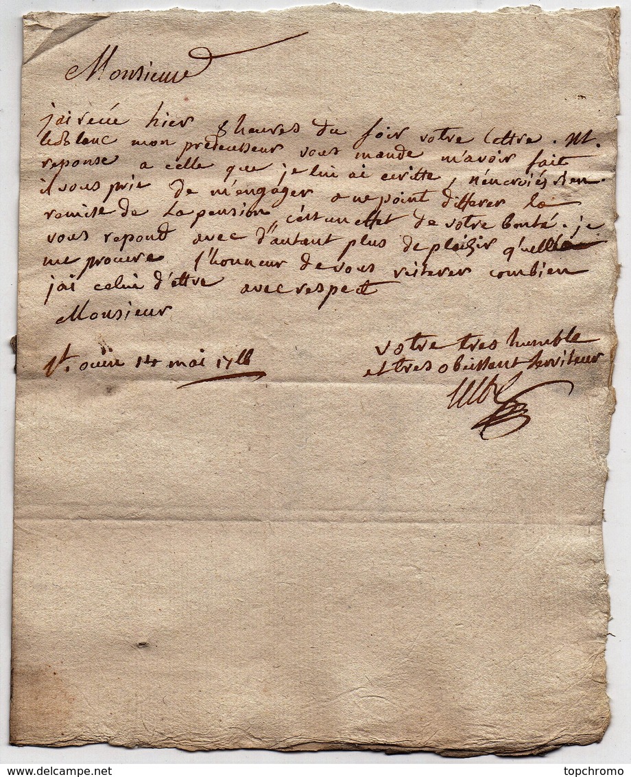 Correspondance lettre acte Beauvais Morel procureur baillage Paroisse Curé Le Blanc Lecat (1766) une vingtaine de docume