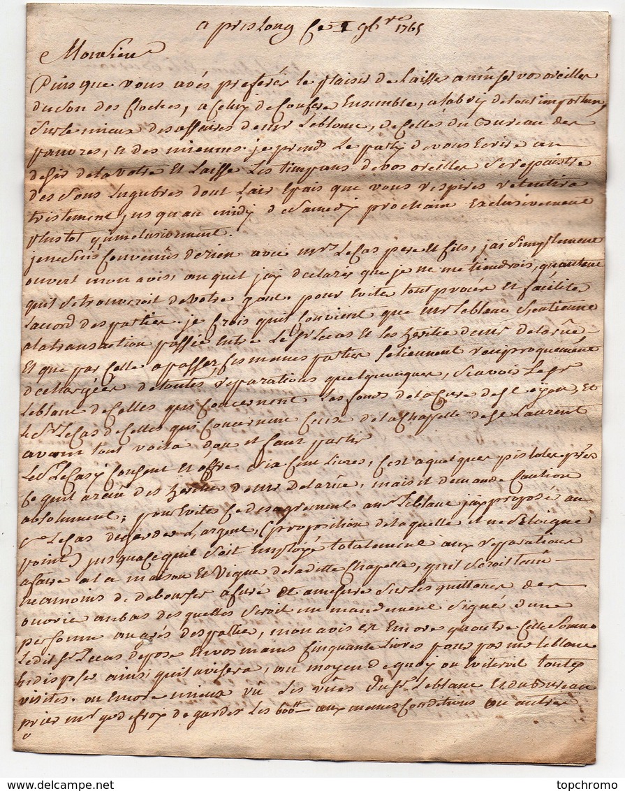 Correspondance lettre acte Beauvais Morel procureur baillage Paroisse Curé Le Blanc Lecat (1766) une vingtaine de docume