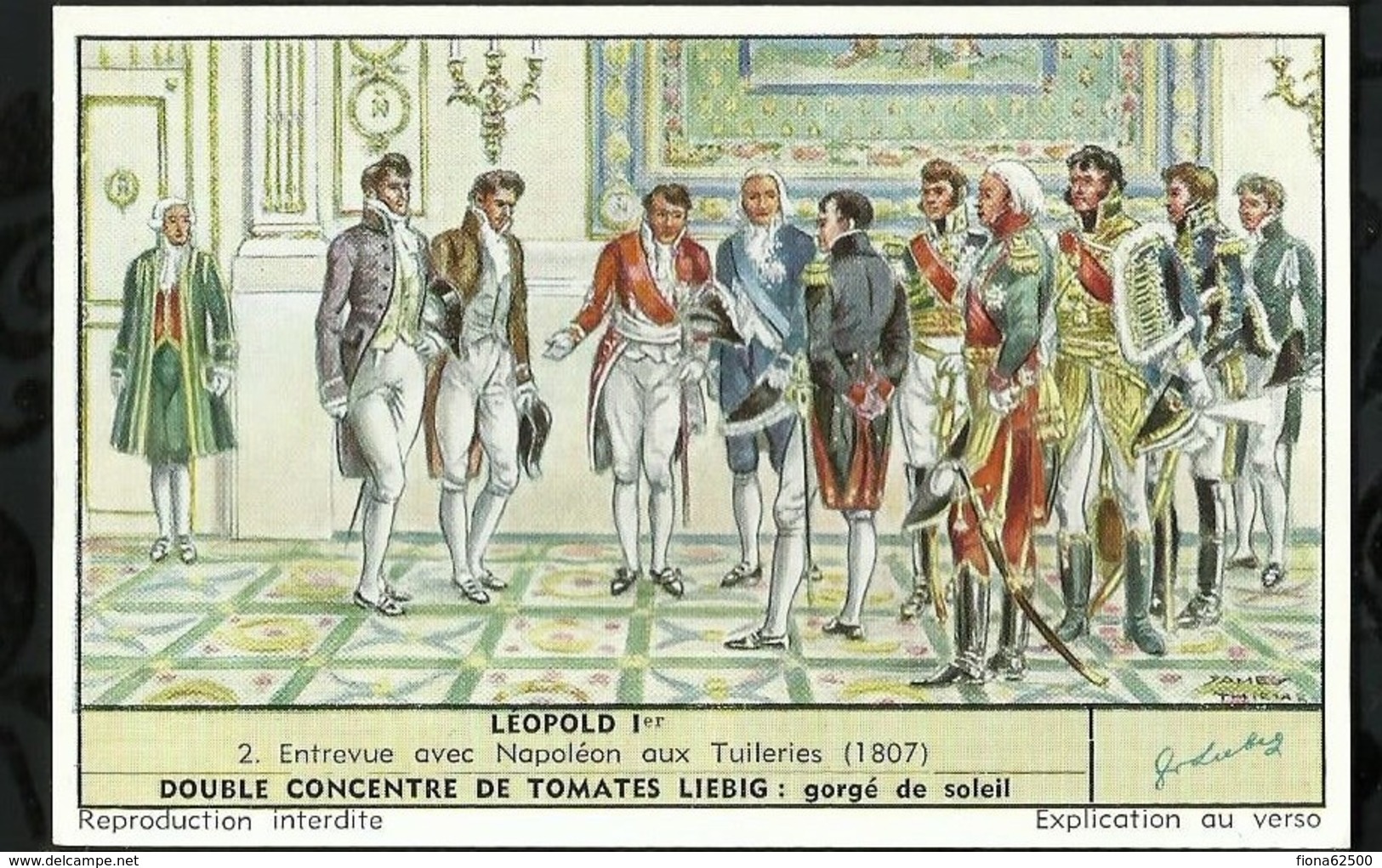 CHROMO LIEBIG  . LEOPOLD Ier . ENTREVUE AVEC NAPOLEON AUX TUILERIES  . - Liebig