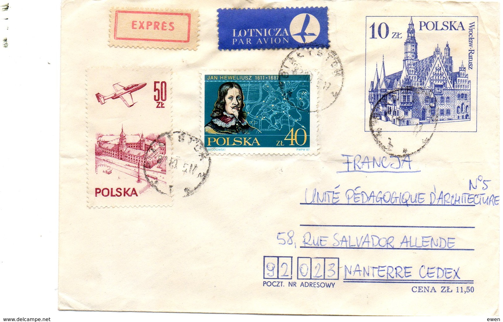 Poland. Polska. Lettre Expres De Pologne Avec Timbres Vers La France. - Lettres & Documents