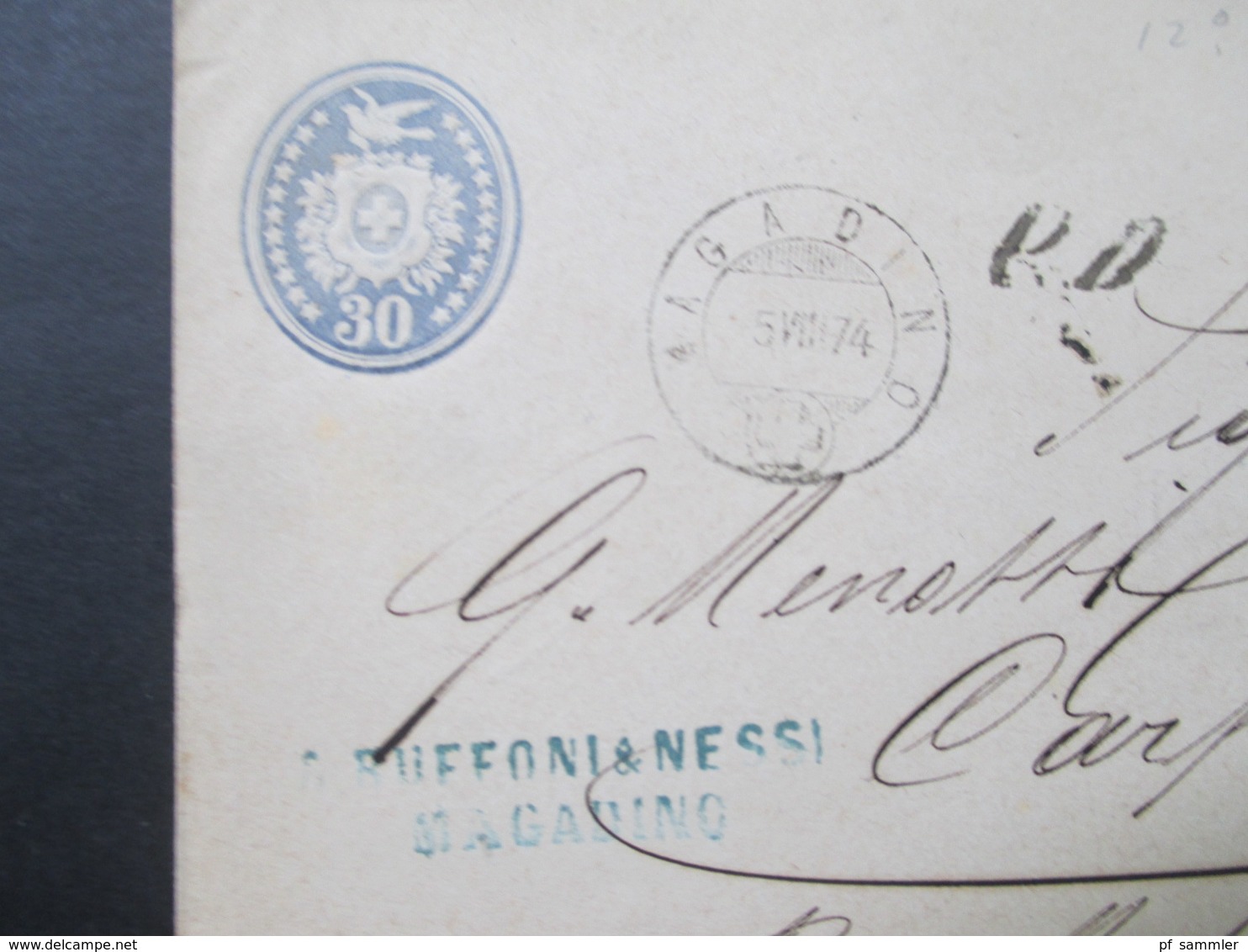 Schweiz ab 1870 Brieftaube GA Umschläge 8 GA einige PD Stempel und ins Ausland! schöne Stempel! Wappen