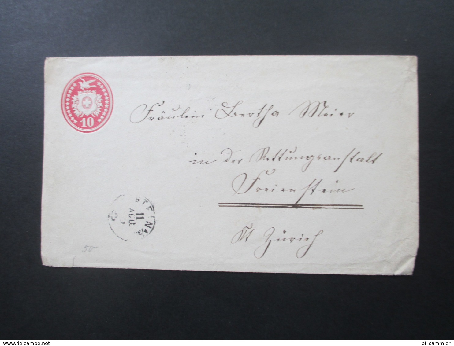 Schweiz ab 1870 Brieftaube GA Umschläge 8 GA einige PD Stempel und ins Ausland! schöne Stempel! Wappen